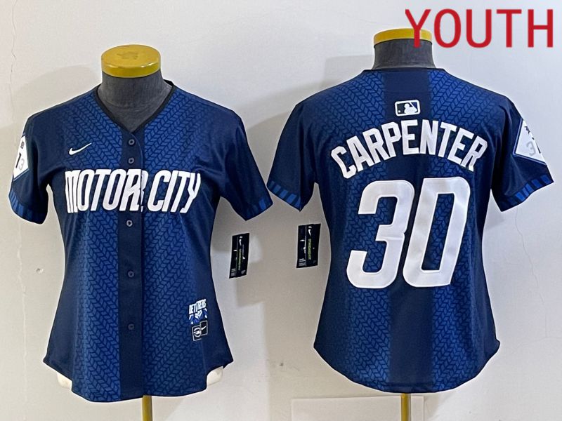 Youth Detroit Tigers #30 Carpenter Blue City Edition Nike 2024 MLB Jersey style 1